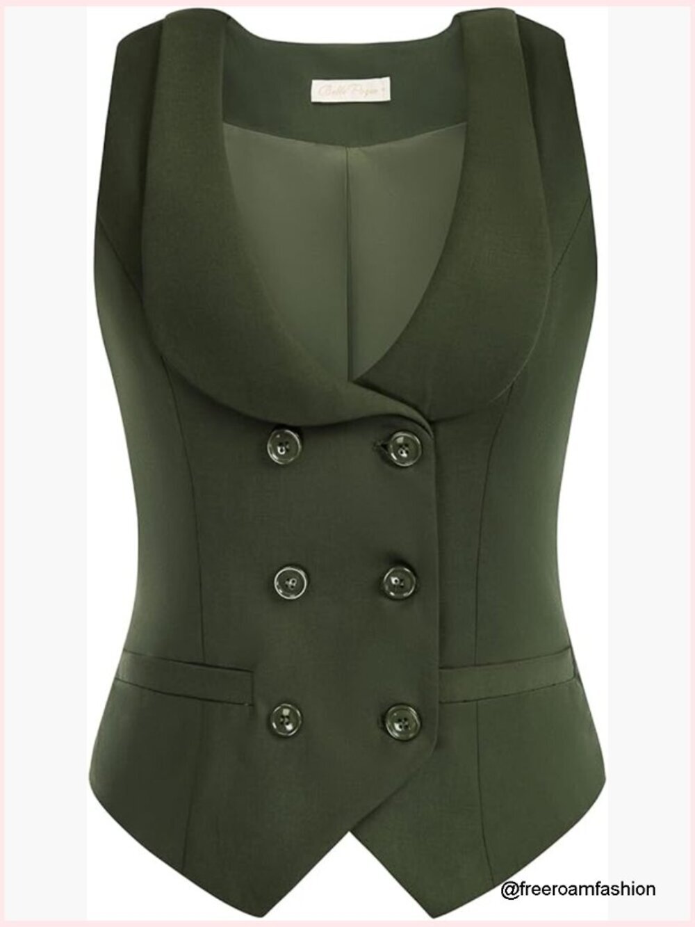 Double Breasted Waistcoat Vintage Lapel Vest with Pockets